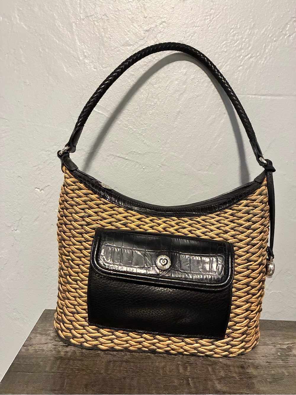 Vintage Black / Tan Brighton handbag